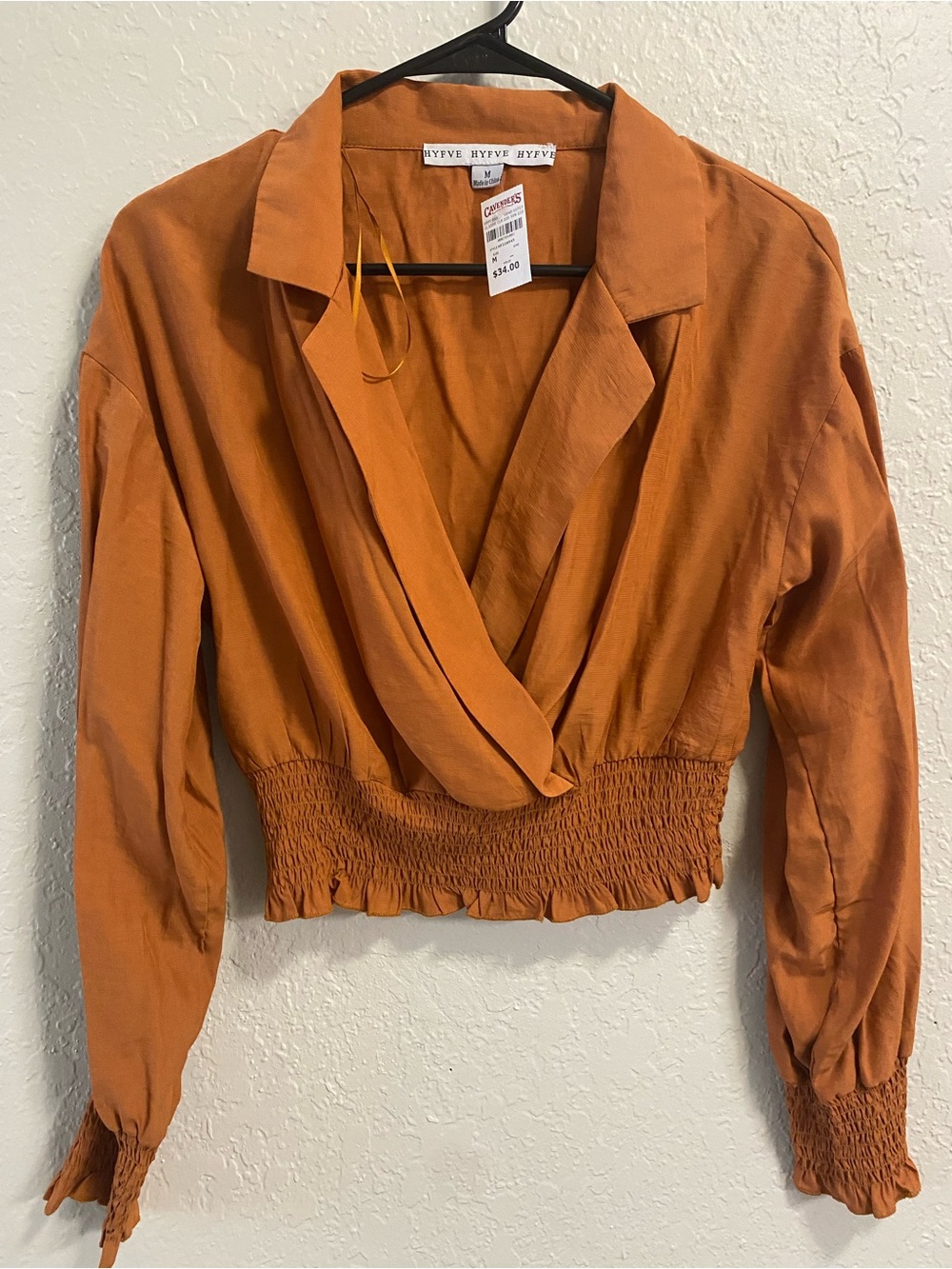 HYFVE Rust Orange Cropped Wrap Blouse